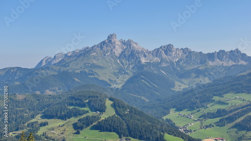 View on Dachstein Mountain, Bischofsmuetze in the background, Salzkammergut, AustriaAustria