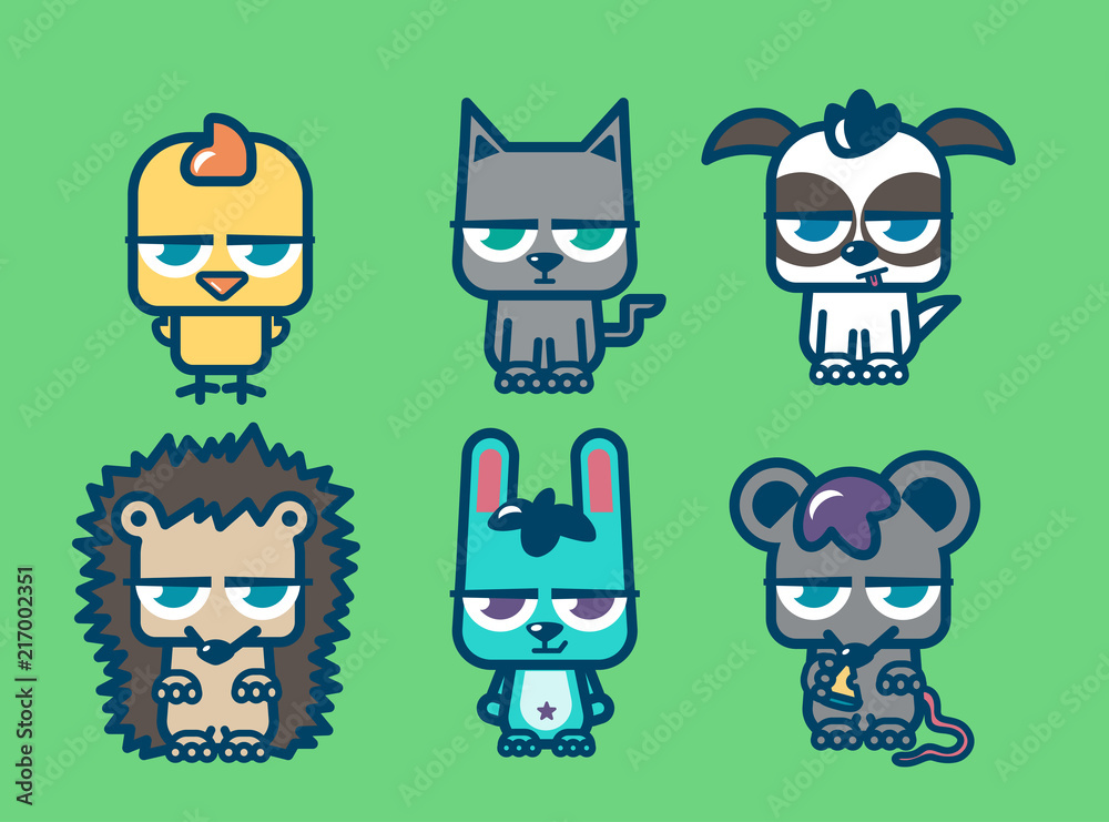 Collection of angry pets Collection of angry pets
