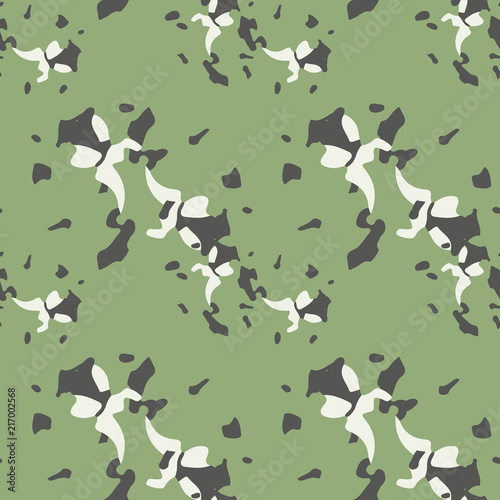 UFO military camouflage seamless pattern in green, grey and beige colors
