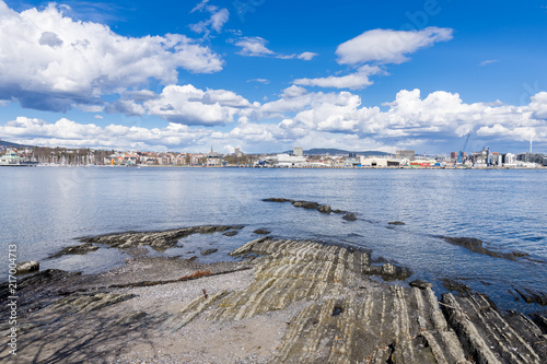 Panoramic view of Oslo from the Bygdoy peninsula.