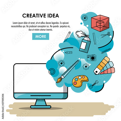 Be creative poster with information cartoons vector illustration graphic design