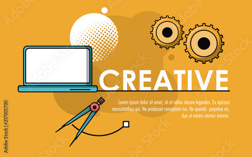 Be creative poster with information cartoons vector illustration graphic design