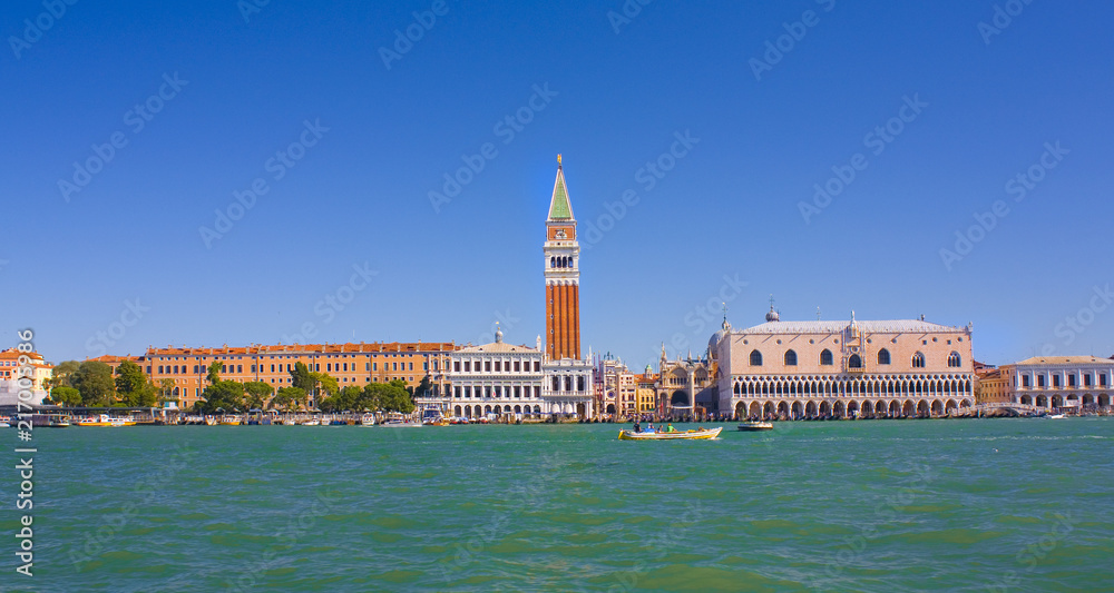  Panorama of historic Venice in sunny day from the lagoon