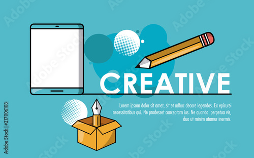 Be creative poster with information cartoons vector illustration graphic design
