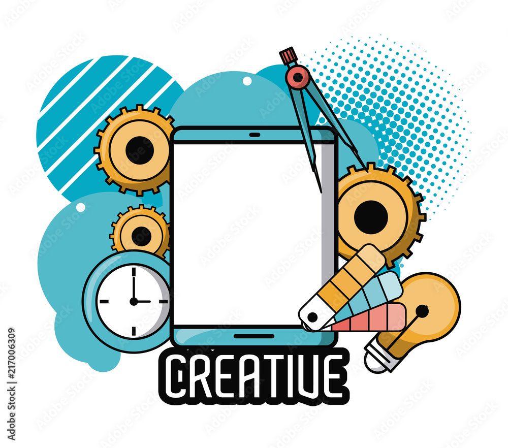 Creative ideas and colors with graphic design elements cartoons vector illustration graphic design