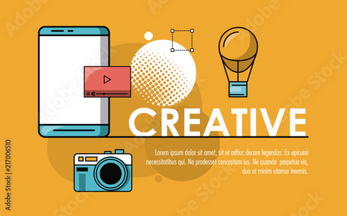 Be creative poster with information cartoons vector illustration graphic design