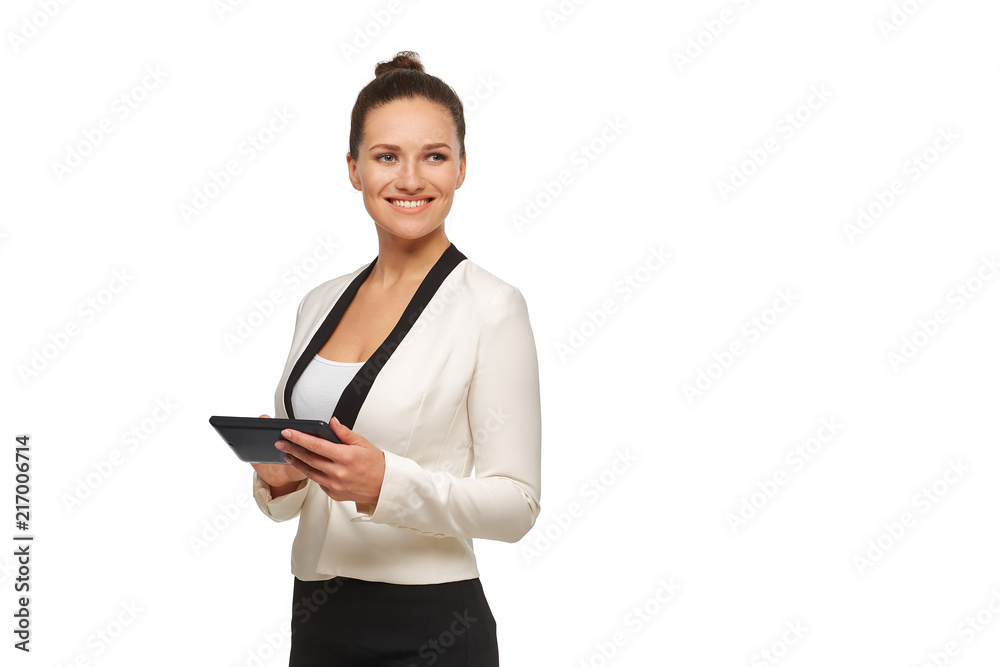 business lady with a tablet in her hands business lady with a tablet in her hands