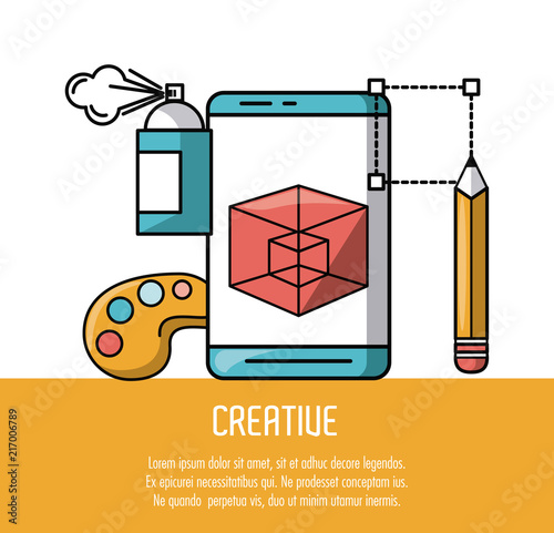 Be creative poster with information cartoons vector illustration graphic design