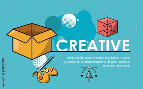 Be creative poster with information cartoons vector illustration graphic design