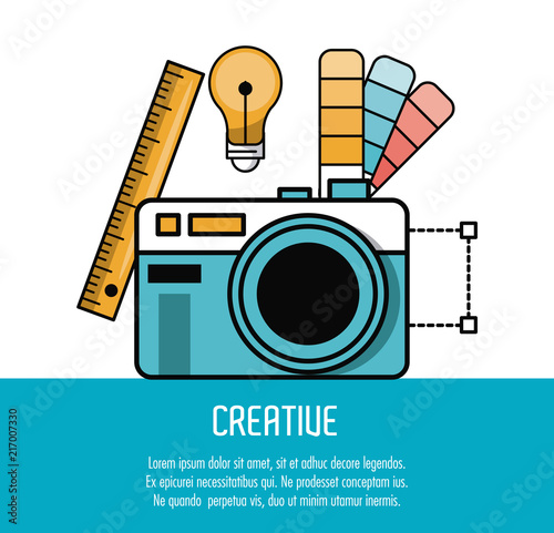 Be creative poster with information cartoons vector illustration graphic design
