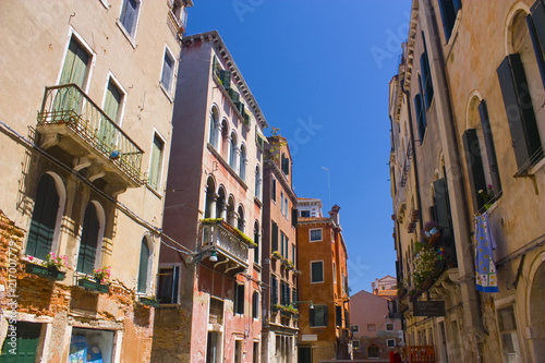 Architecture of narrow street of Venice  Italy