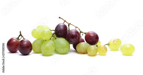 cardinal and white grapes isolated 