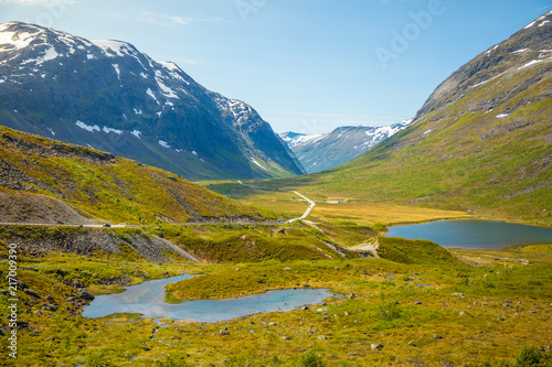 Fototapeta Naklejka Na Ścianę i Meble -  Beautifull road landscape of Norway countryside in Scandinavia