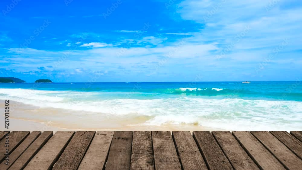 Close-up Terrace wooded pattern. Beach sea background