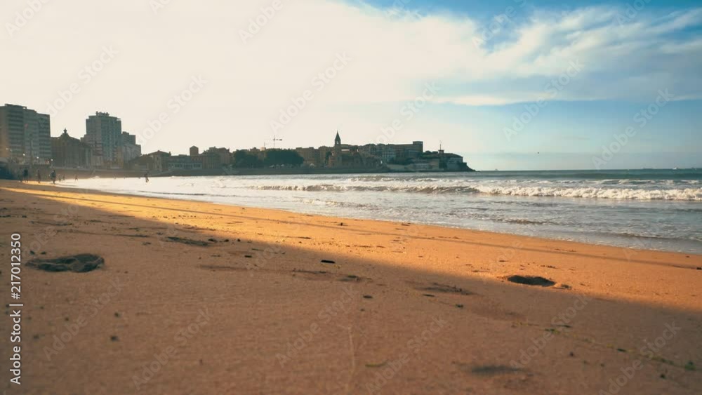 City beach sunset, Atlantic coast bathed in golden light, orange air and calmness City beach sunset, Atlantic coast bathed in golden light, orange air and calmness