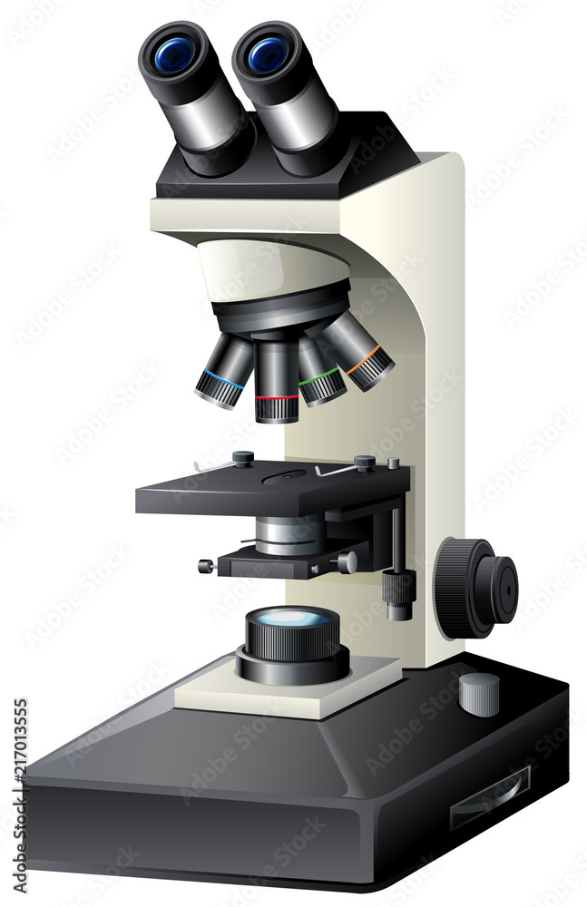 A microscope on white background A microscope on white background