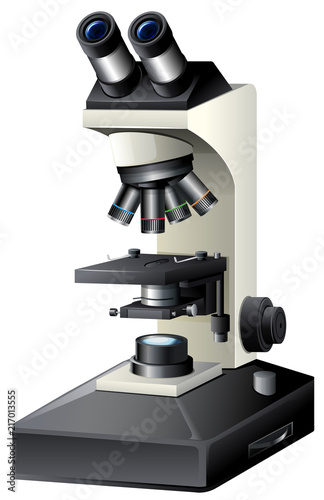 A microscope on white background