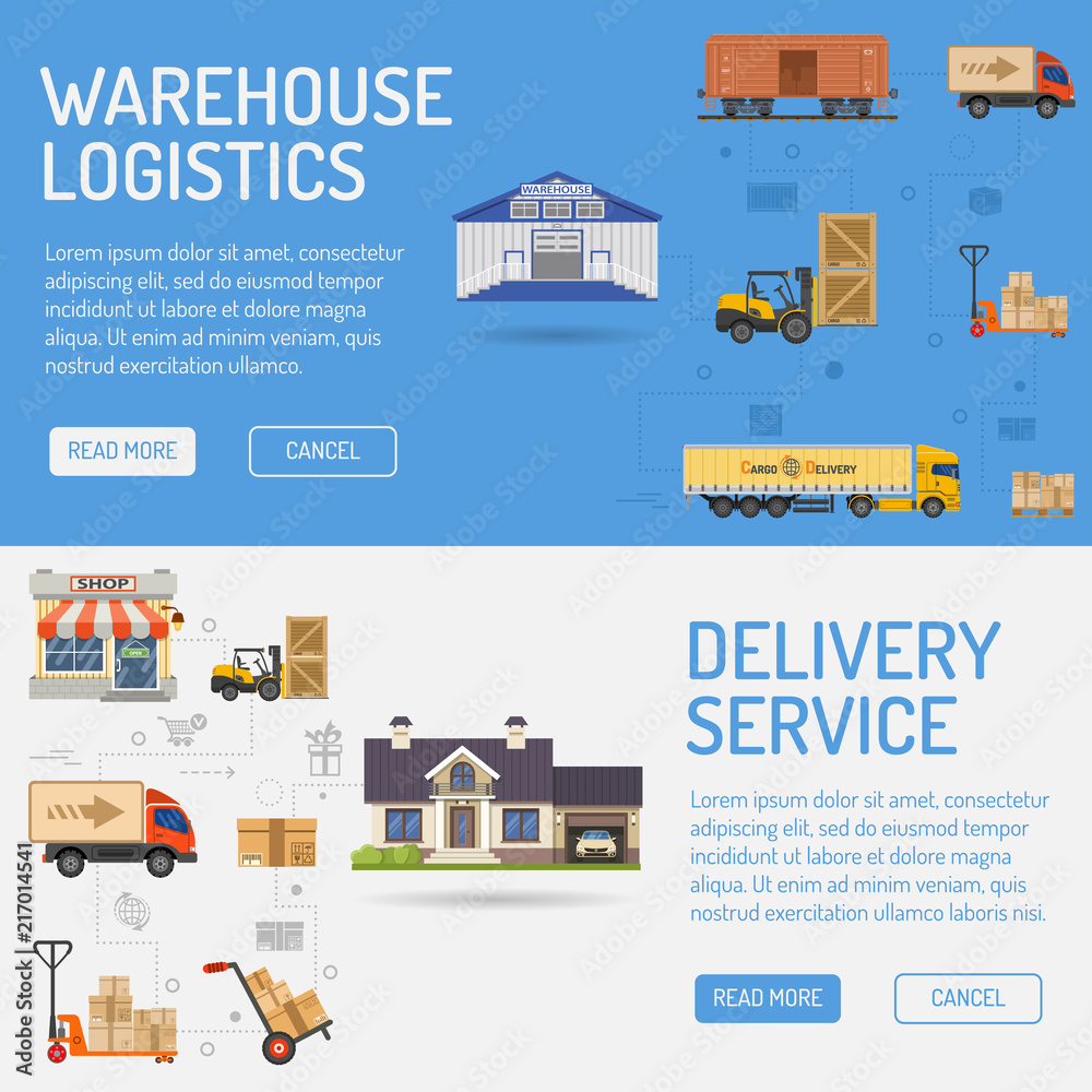 Warehouse Delivery and Logistics Banners Warehouse Delivery and Logistics Banners