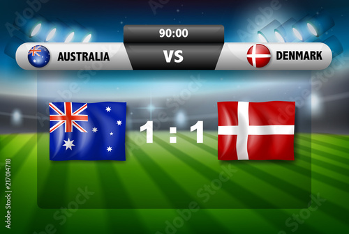 Australia vs Denmark soccer board concept