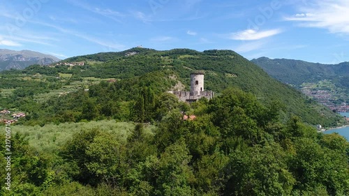 Aerial view of the Martinengo fortress on the d'Iseo lake in Italy  photo