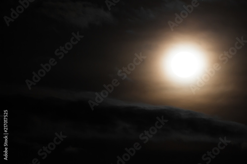 Moon and clouds in the sky.