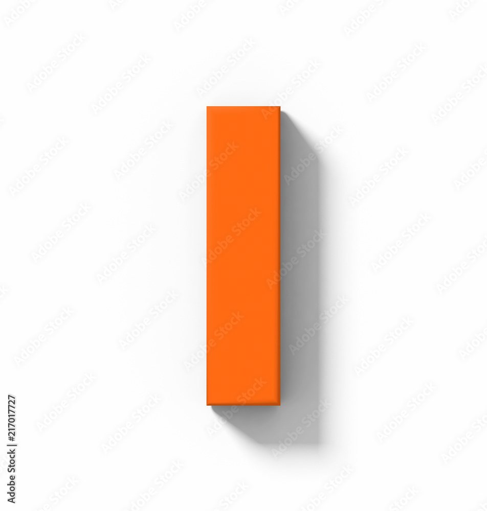 letter I 3D orange isolated on white with shadow - orthogonal projection letter I 3D orange isolated on white with shadow - orthogonal projection