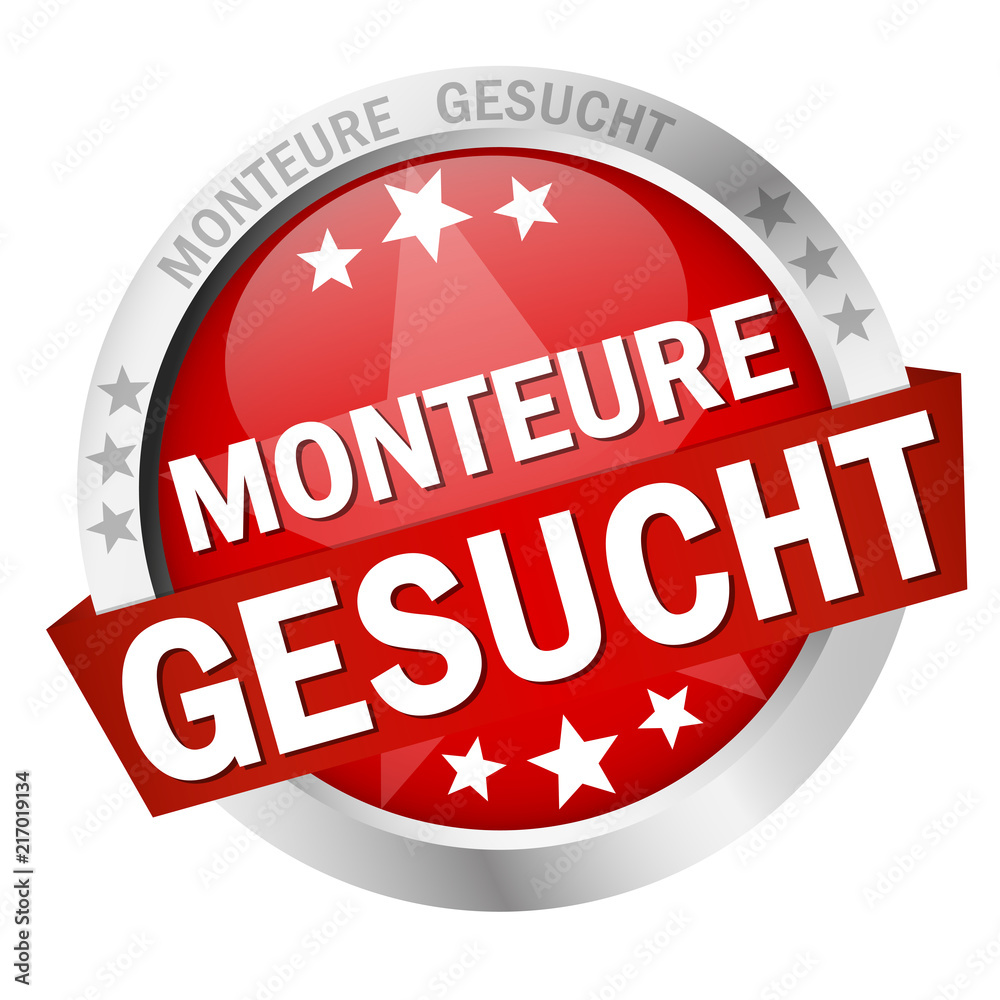 Button with banner Monteure gesucht Button with banner Monteure gesucht