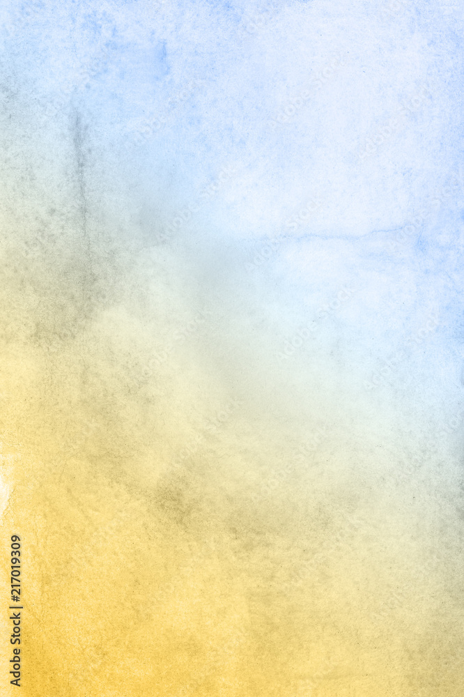 Blue and yellow watercolor sky paint background. Blue and yellow watercolor sky paint background.