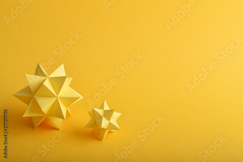 yellow paper polyhedrons photo