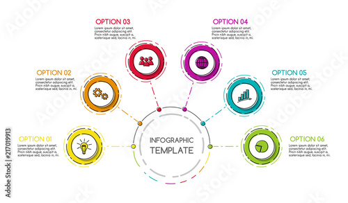 Business infograph with colourful hand drawn icons. Vector.