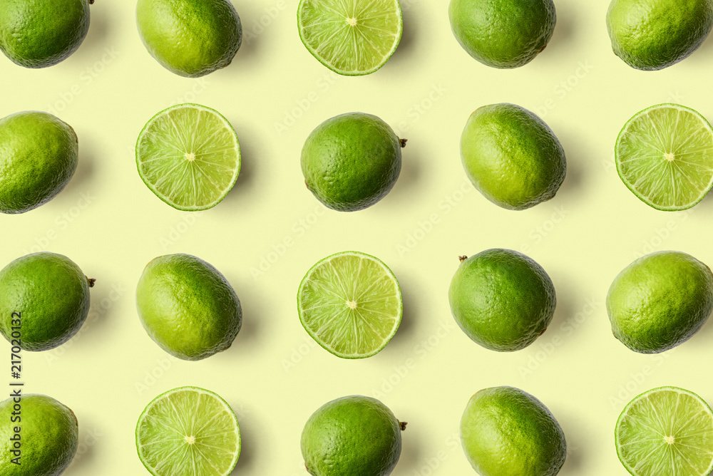 Colorful fruit pattern of limes