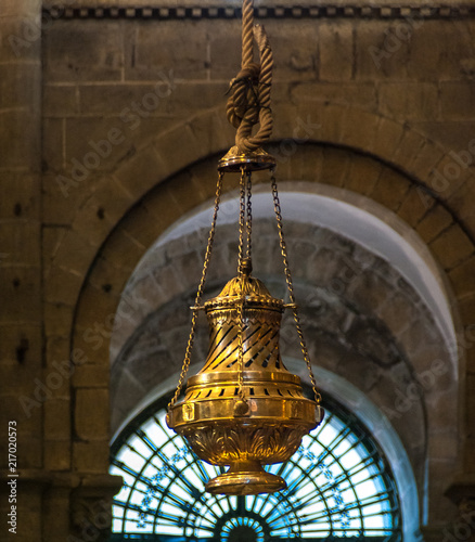 Big censer Botafumeiro in the Cathedral of Santiago de Compostela photo