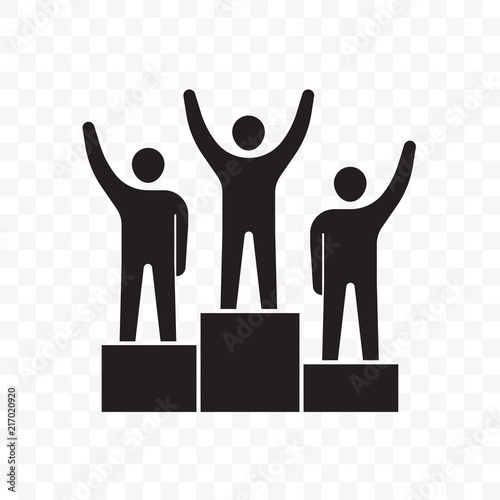 Winners business people on pedestal vector icon