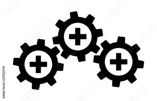 Health data interoperability or health information exchange / HIE flat vector icon for medical apps and websites