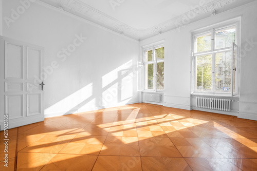 empty room in beautiful flat with wooden floor - real estate interior