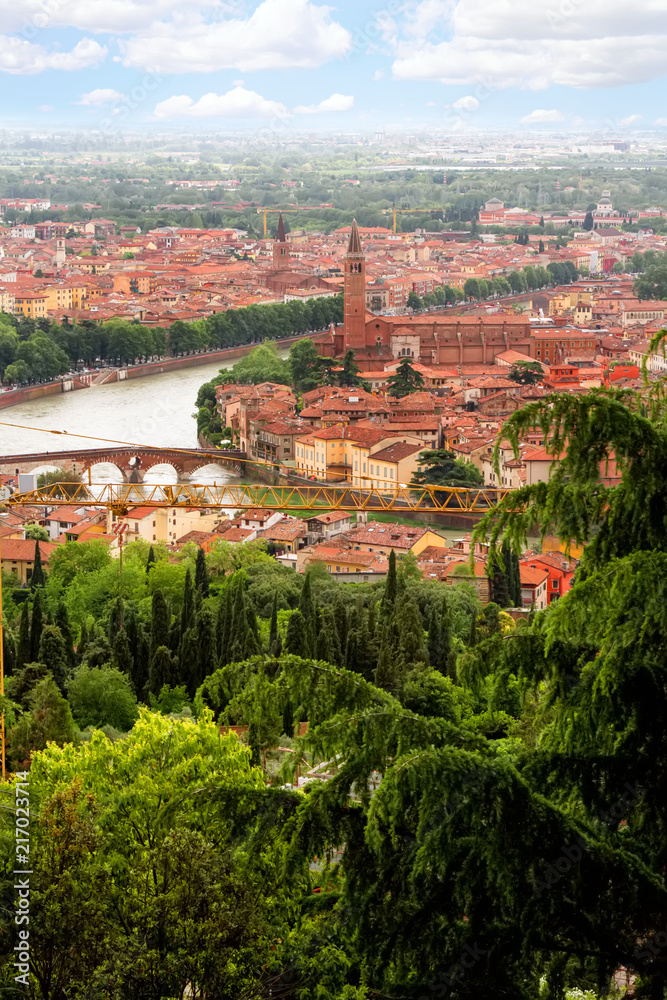 Image view of Verona, tourist center of Italy. Summer time.