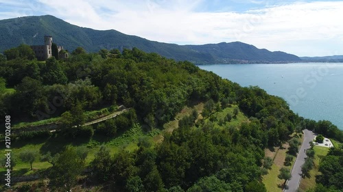 Aerial view of the Martinengo fortress on the d'Iseo lake in Italy  photo