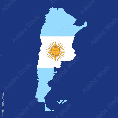Map of Argentina with flag, vector illustration
