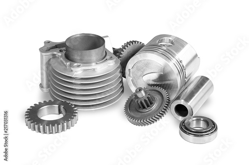 motorcycle detail on white background