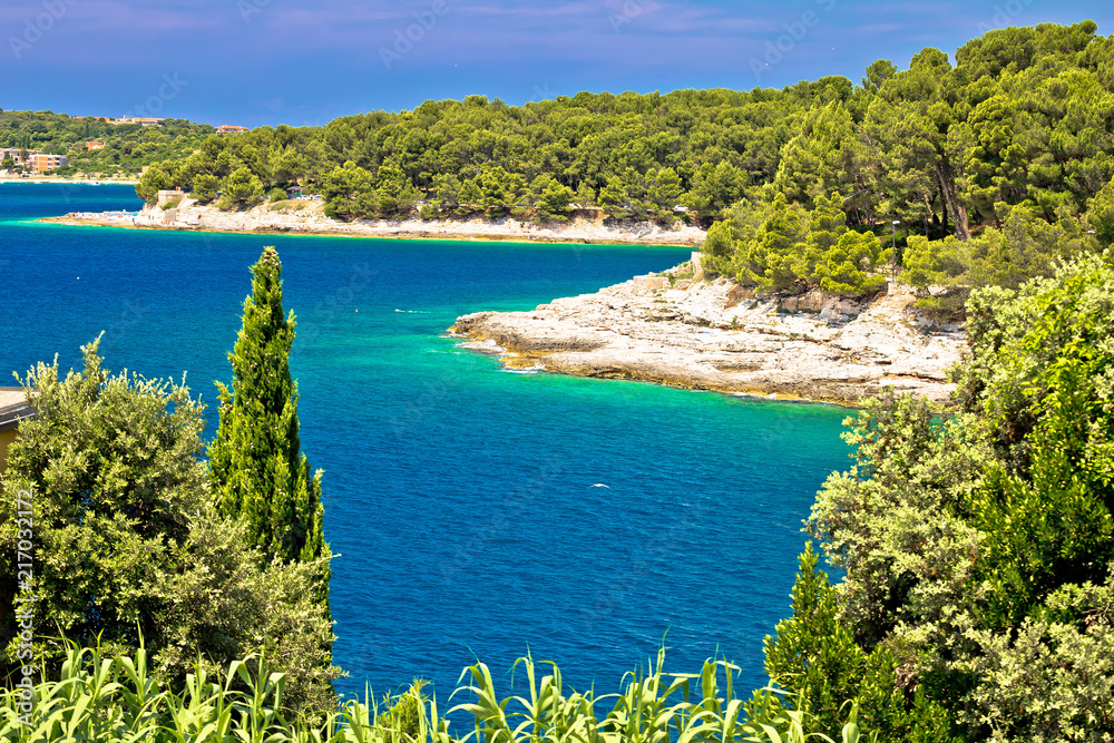 Obraz premium Zlatne Stijene stone beach in Pula view