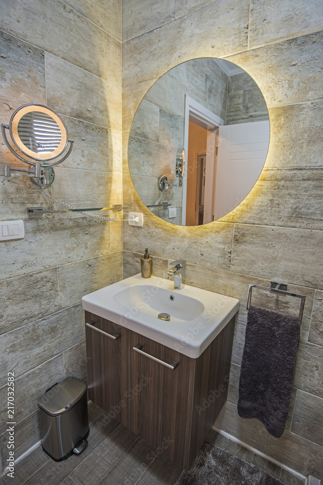 Interior design of bathroom in luxury apartment Stock Photo | Adobe Stock