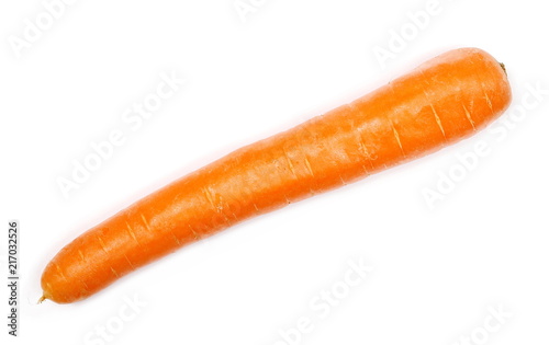 Carrots isolated on white background, top view