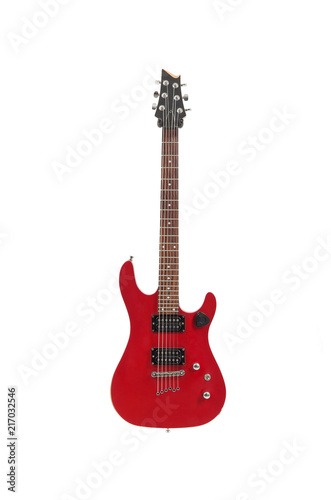 red electro guitar on white background