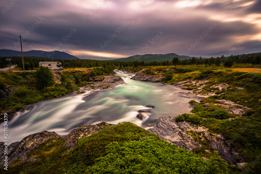 Jotunheimen National Park - July 30, 2018: Wild landscape of Jotunheimen National Park, Norway