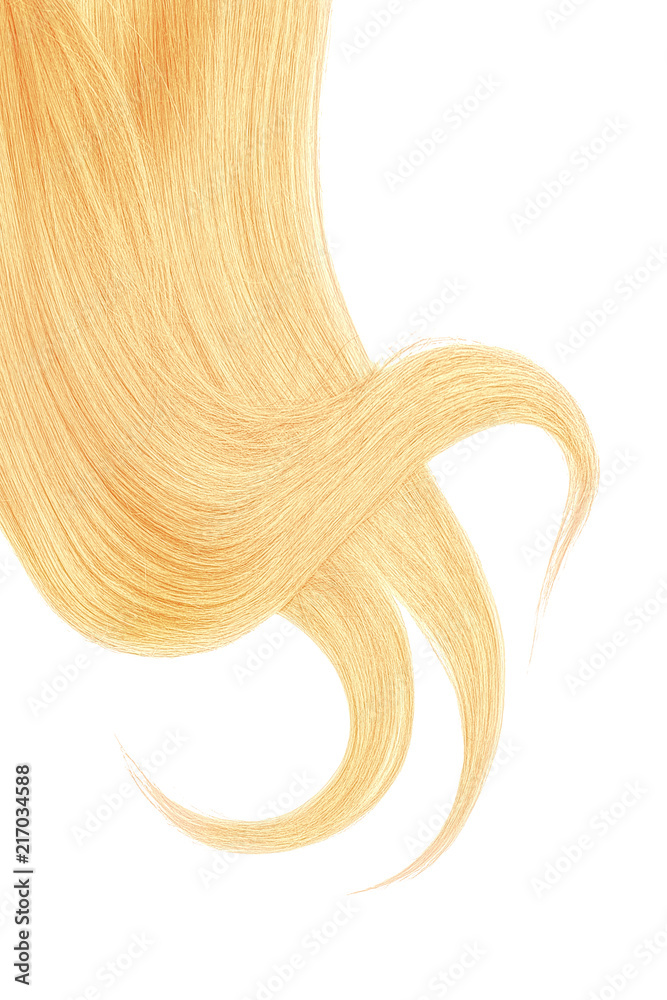 Blond hair on white background Blond hair on white background