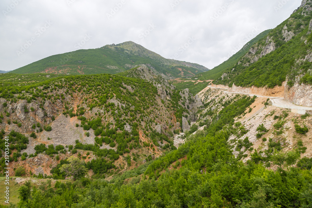Scenic landscape view in Albanian Deje mountain.