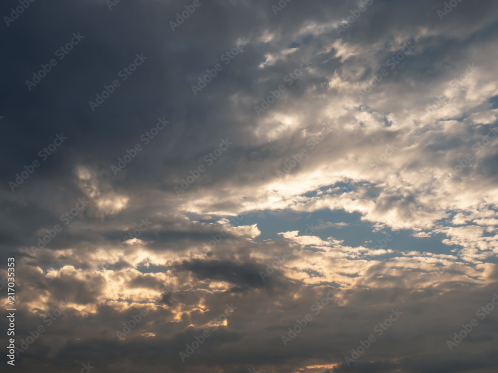 Beautiful sky with clouds at dawn