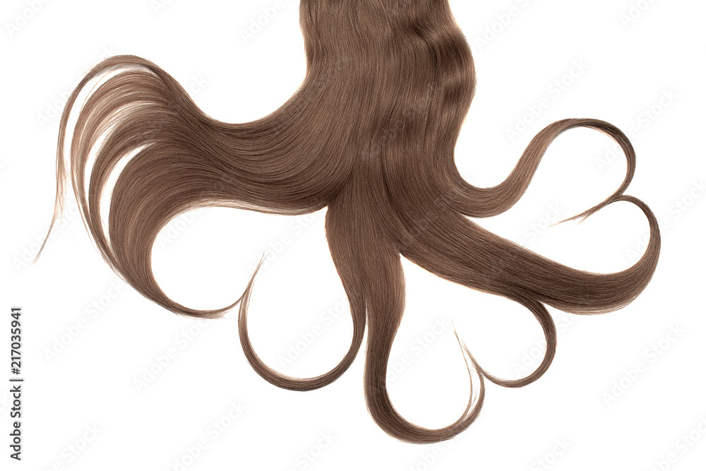 Brown hair in shape of heart isolated on a white background