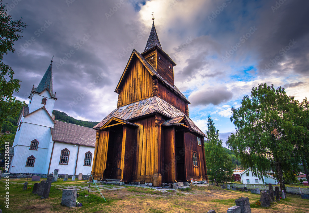 Obraz premium Torpo Stave Church - July 30, 2018: The Torpo Stave Church in Norway