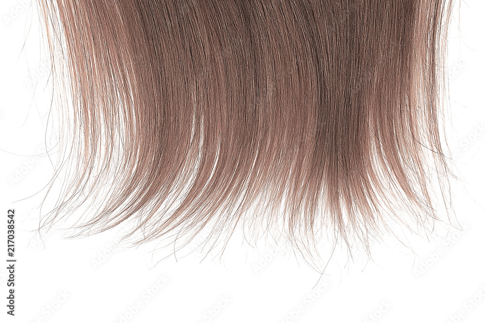 Tips of brown hair on white background Tips of brown hair on white background
